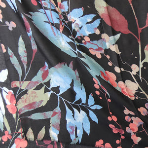 Black mix watercolour botanical print scarf
