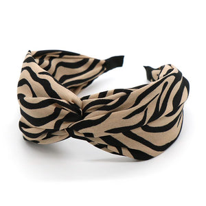 Camel and black abstract zebra print headband