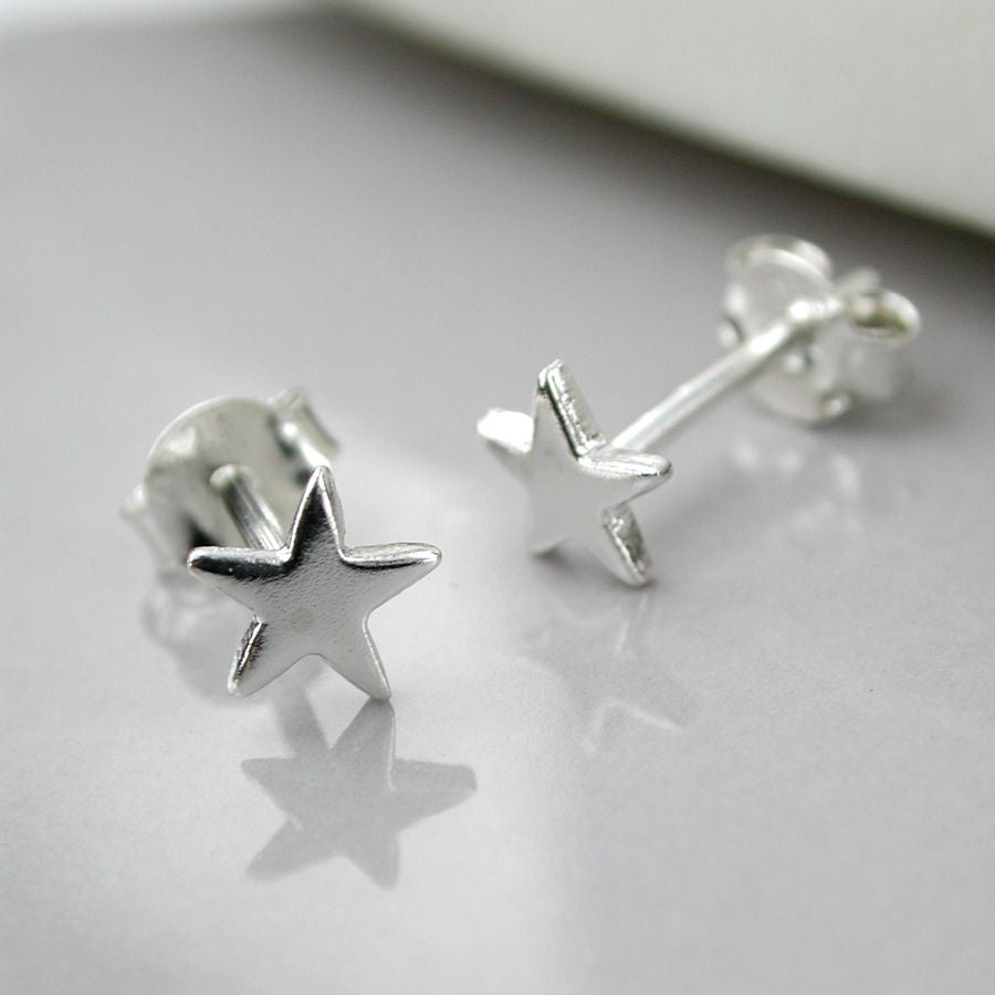 Tiny Sterling Silver Star Stud Earrings