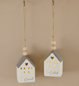 Welsh LED Light-up Ceramic House - Cariad / Cartref