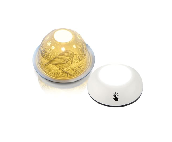 White Porcelain Dome Tea Light Holder - Robin