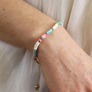 White and aqua mix bead bracelet
