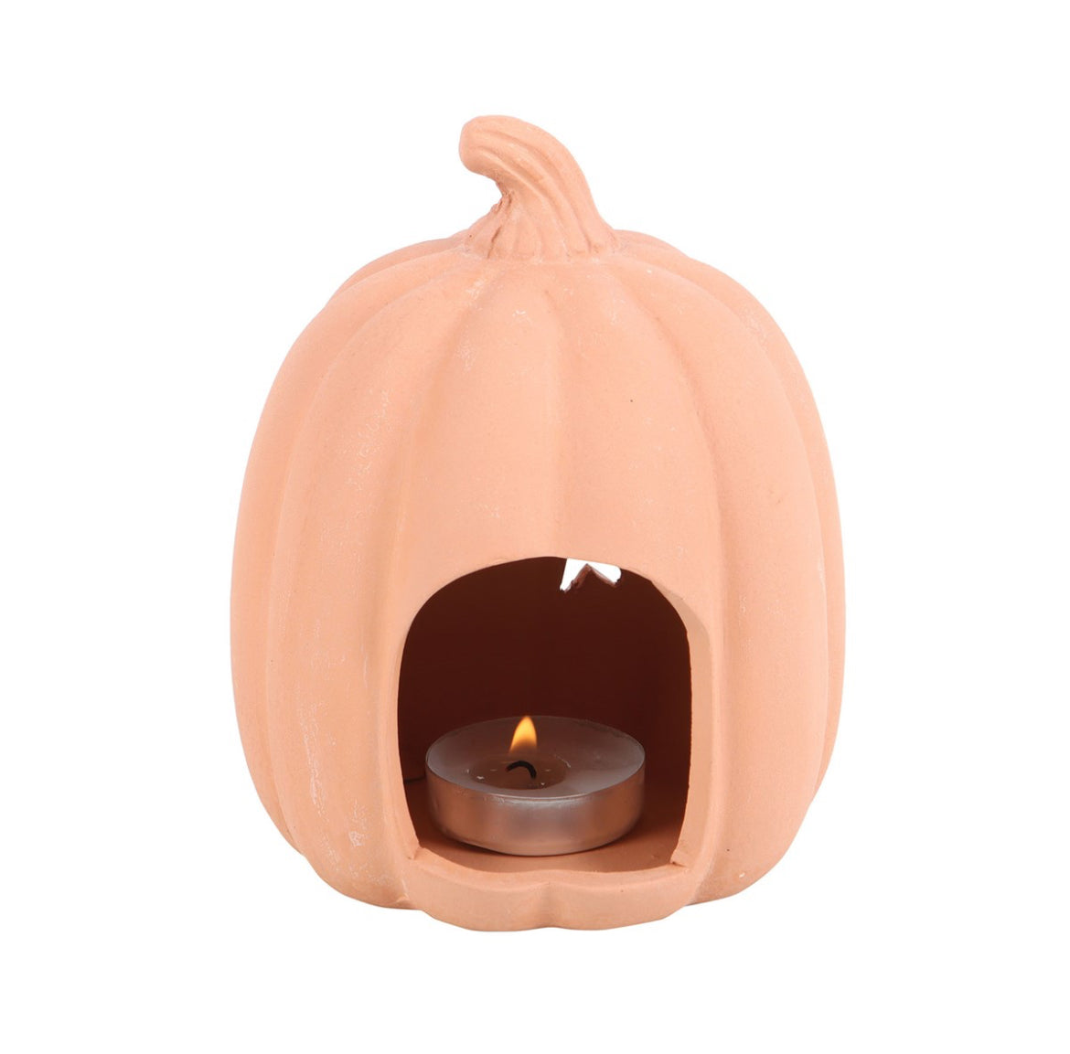 9CM TERRACOTTA PUMPKIN TEALIGHT HOLDER