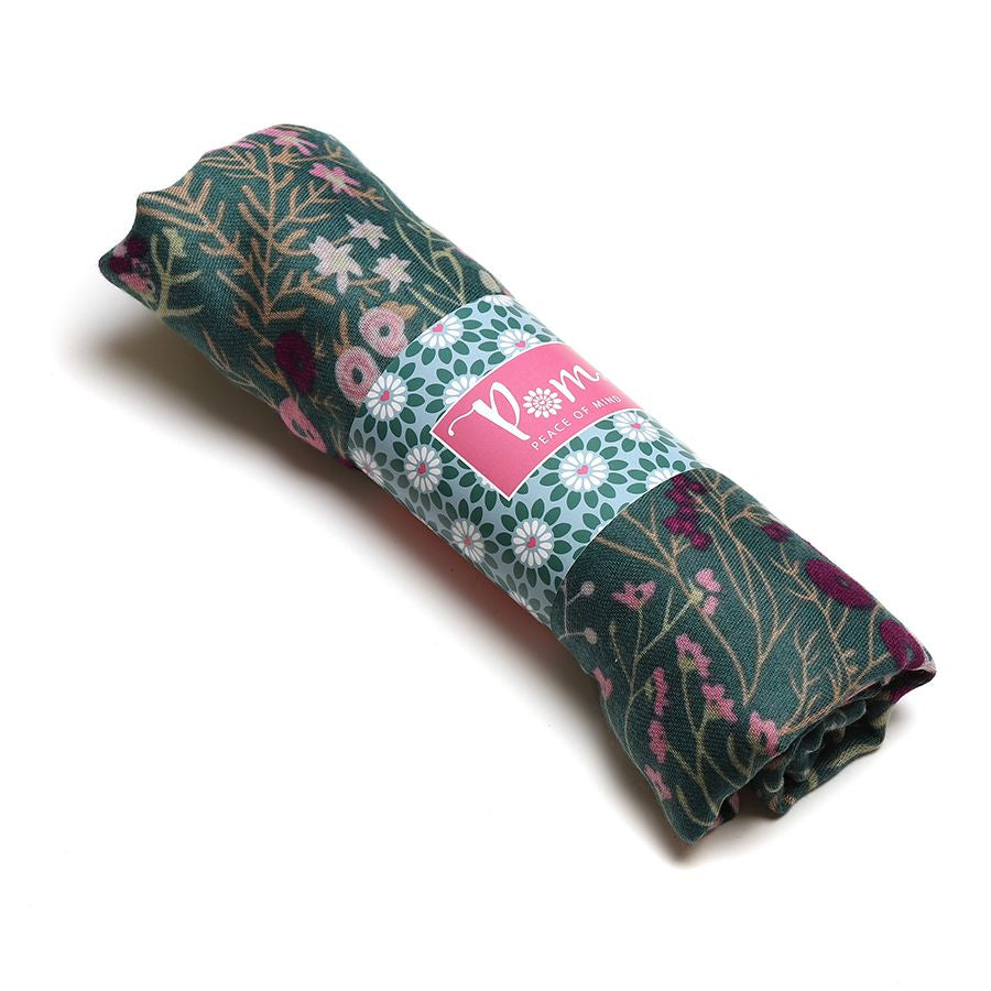 Teal mix floral scarf with border