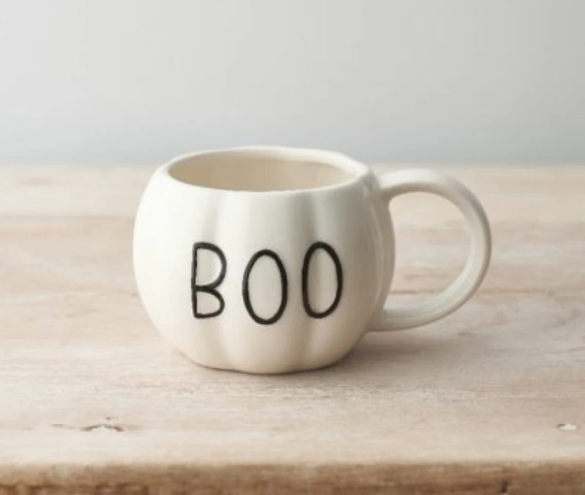 White Pumpkin Shape 'Boo’ Mug