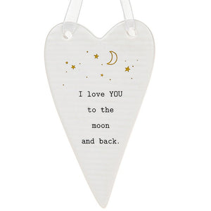 Ceramic 'I Love You to the Moon and Back' Hanging Heart