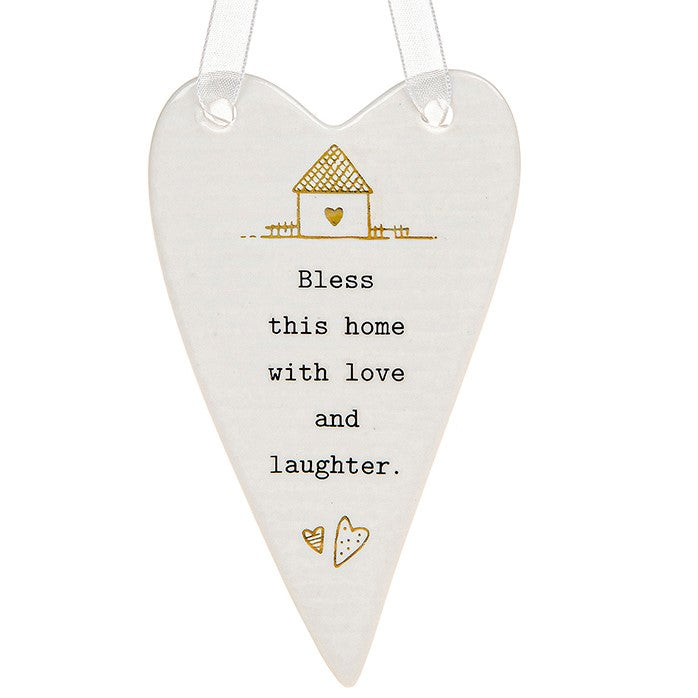 Bless This House With Love and Laughter Ceramic Heart