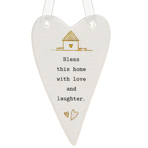 Bless This House With Love and Laughter Ceramic Heart