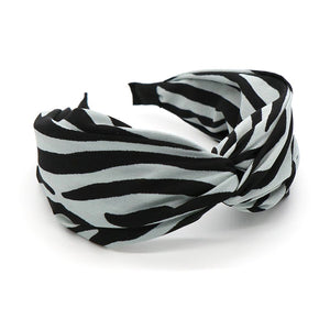 Seafoam and black abstract zebra print headband