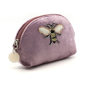 Lilac embroidered bee 'D' purse