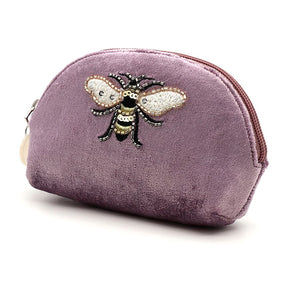 Lilac embroidered bee 'D' purse