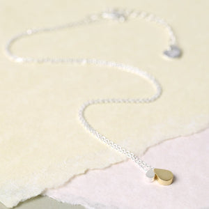 Double Droplet Necklace in Silver and Gold
