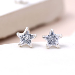 Sterling Silver Clear Crystal Star Stud