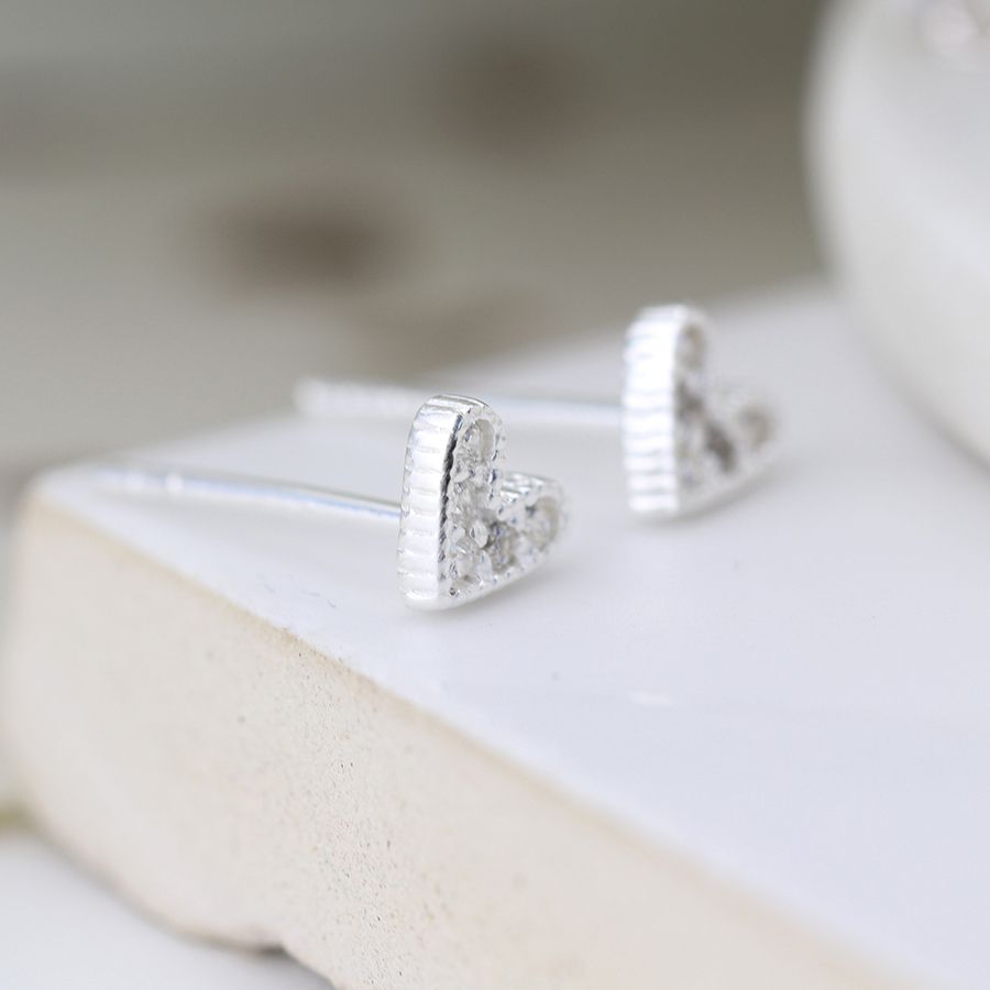 Sterling silver crystal heart earrings
