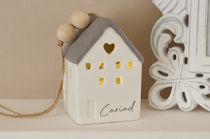 Welsh LED Light-up Ceramic House - Cariad / Cartref