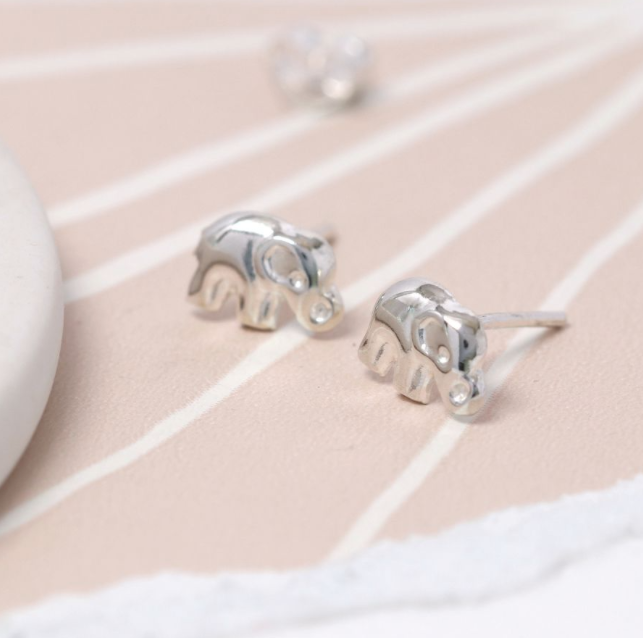 Sterling silver elephant stud earrings deals