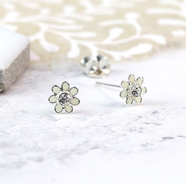 Sterling Silver Studded Flower Studs – Zynnia