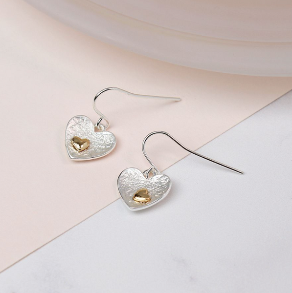Silver And Gold Plated Double Heart Earrings – Zia Boutique