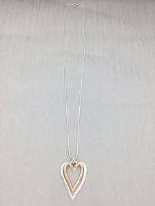 Silver & Rose Gold Double Open Heart
