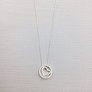 Heart in a Circle Silver Plated Necklace