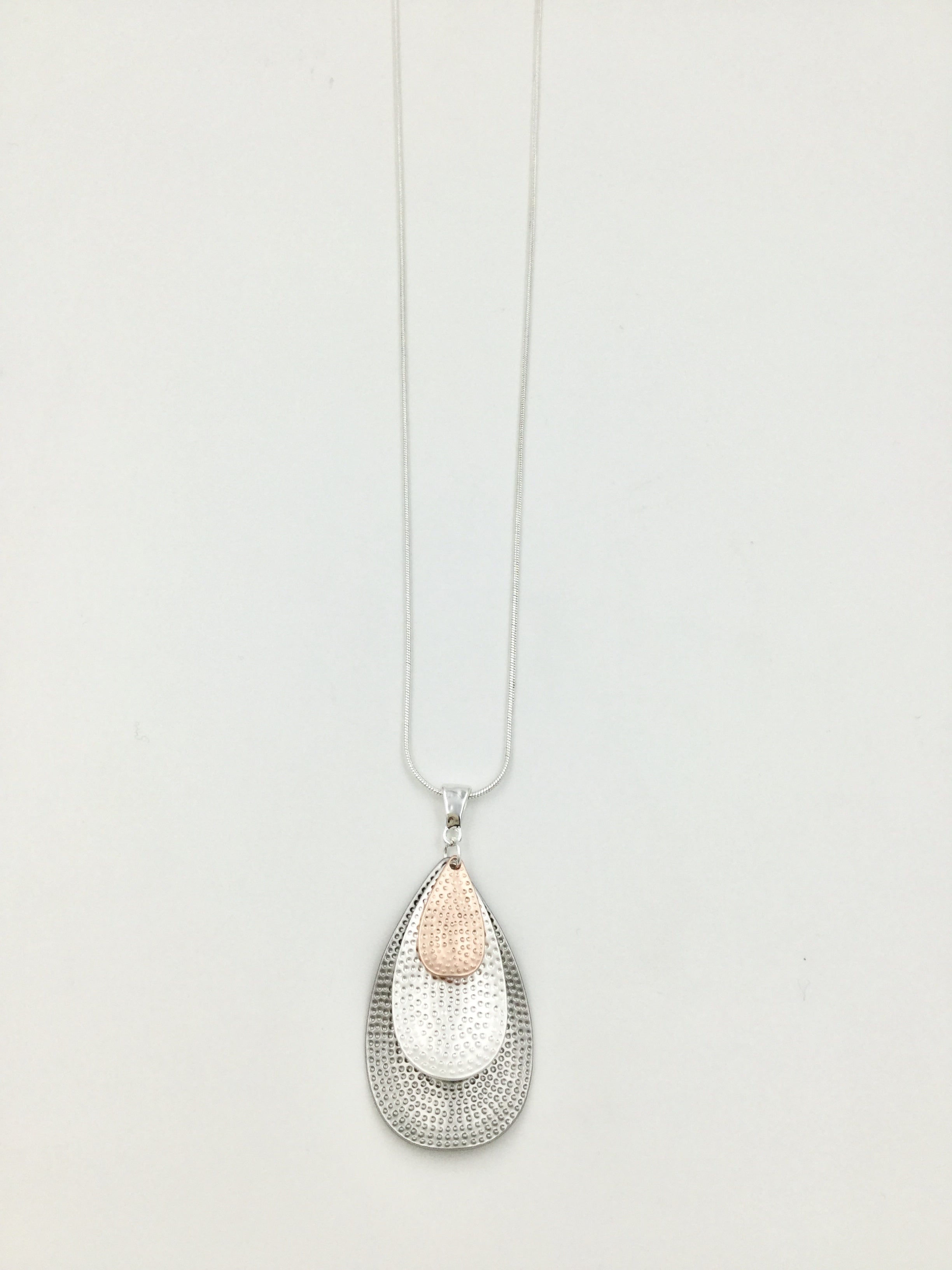 Long necklace with Layered Mix Colour Teardrop Shape Pendant